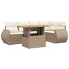 vidaXL Set Divano da Giardino 6 pz con Cuscini Beige in Polyrattan