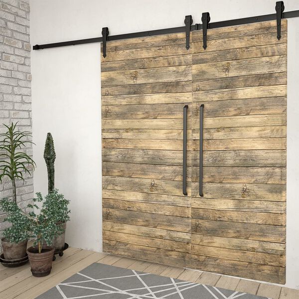 vidaXL Kit di Binari per Porte Scorrevoli 2 pz 200 cm Acciaio Nero