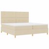 vidaXL Letto a molle con materasso Crema 200 x 200 cm Tessuto