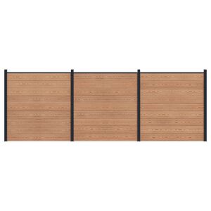 vidaXL Pannello di Recinzione 3 pcs WPC e Alluminio Marrone
