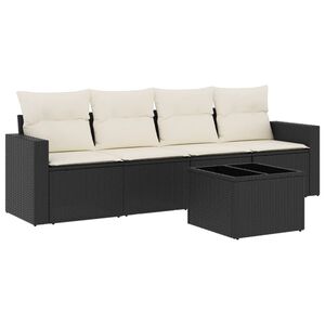vidaXL Set Divani da Giardino 5 pz con Cuscini in Polyrattan Nero