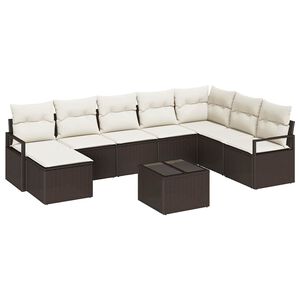 vidaXL Set di divani con cuscino 9 pcs Marrone e Crema polyrattan