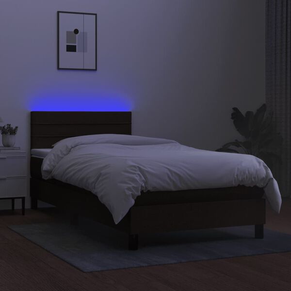 vidaXL Letto a Molle con Materasso e LED Nero 80x200 cm in Tessuto
