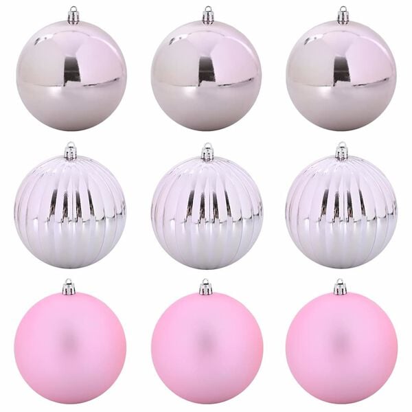 vidaXL Set di Palle di Natale 9 pcs Rosa Plastica