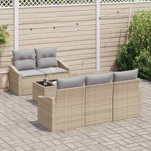vidaXL Set di divani 6 pcs Beige e Grigio Chiaro polyrattan