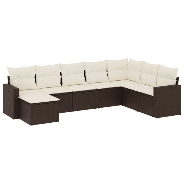 vidaXL Set Divani da Giardino 8 pz con Cuscini Marrone in Polyrattan