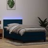 vidaXL Letto a Molle con Materasso e LED Blu Scuro 80x220 cm Velluto