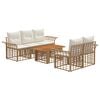 vidaXL Set Divano da Giardino 6 pz Naturale e Bianco Crema polyrattan