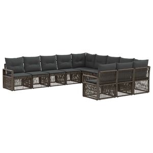 vidaXL Set Divano da Giardino 11 pz Grigio polyrattan
