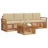 vidaXL Set divani 5 pcs Naturale e Beige Legno di Acacia Massello