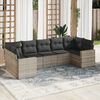 vidaXL Set Divani da Giardino 7pz con Cuscini Grigio Chiaro Polyrattan