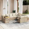 vidaXL Set Divano da Giardino 10 pz con Cuscini Beige in Polyrattan