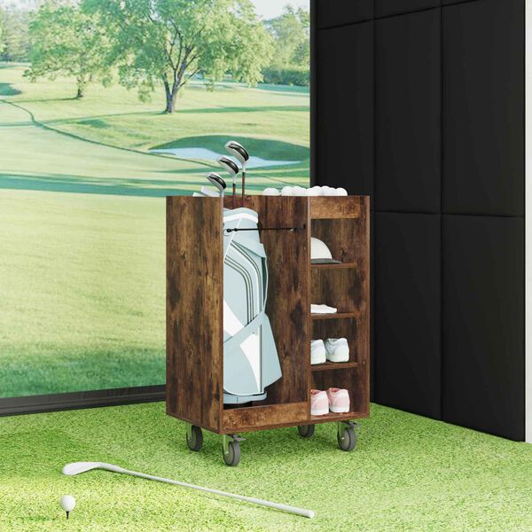 vidaXL Armadio per Golf con ruota Rovere fum&eacute; 65 x 45 x 98 cm