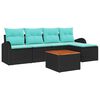 vidaXL Set Divano da Giardino 6 pz Nero e Turchese polyrattan