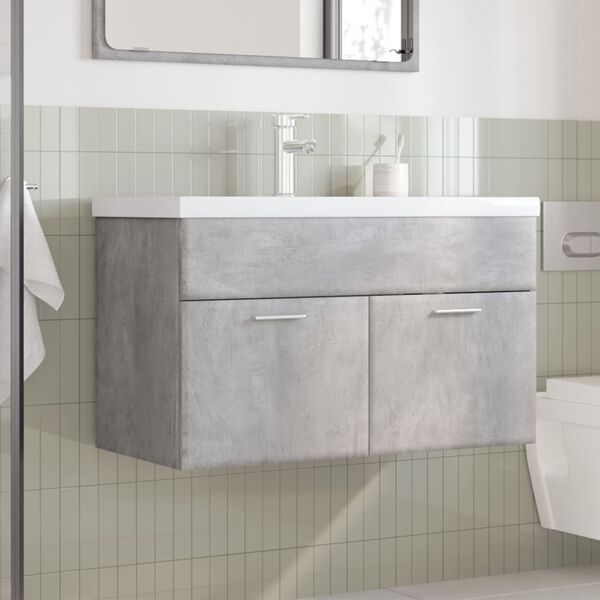 vidaXL Mobile da Bagno con Lavabo Integrato Grigio Cemento