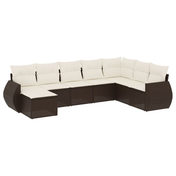 vidaXL Set Divani da Giardino 8 pz con Cuscini Marrone in Polyrattan