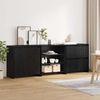 vidaXL Credenza 3 pcs Rovere Nero 70 x 41 x 75 cm Legno multistrato