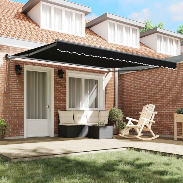 vidaXL Tenda Retrattile Nero 400 &times; 300 cm Poliestere e Alluminio