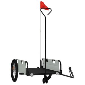 vidaXL Rimorchio da Bici Grigio e Nero in Tessuto Oxford e Ferro
