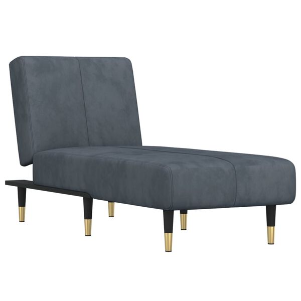 vidaXL Chaise Longue in Velluto Grigio Scuro