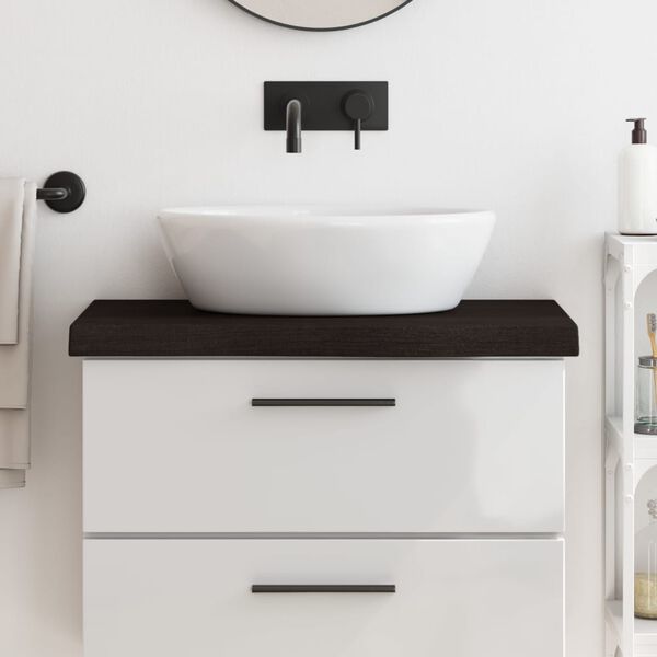 vidaXL Piano Bagno Marrone Scuro 80x40x(2-6)cm Legno Massello Trattato