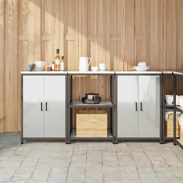 vidaXL Set di Stoccaggio per Cucina 3 pcs Argento Acciaio zincato