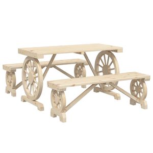 vidaXL Set da Pranzo da Giardino 3 pz in Legno Massello di Abete