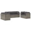 vidaXL Set Divani da Giardino 7 pz con Cuscini in Polyrattan Grigio