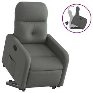 vidaXL Poltrona Alzapersona Reclinabile Grigio Scuro in Tessuto