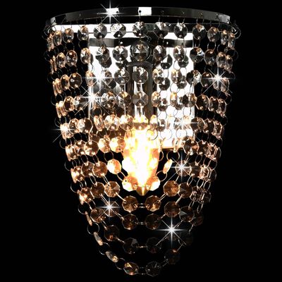 vidaXL Lampada da Muro con Perle di Cristallo Argento Ovale E14