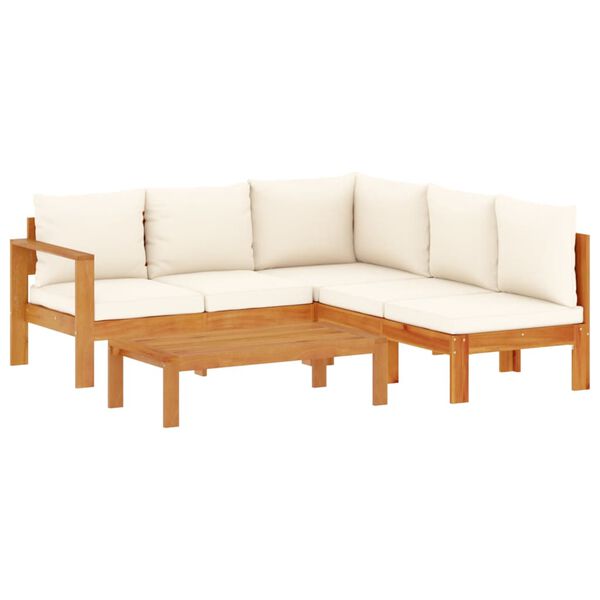 vidaXL Set Divani da Giardino 4pz con Cuscini Legno Massello di Acacia