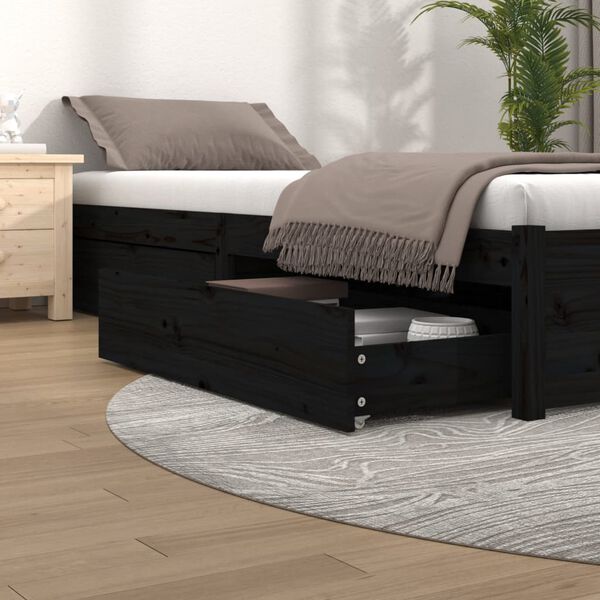 vidaXL Cassettoni da Letto 4 pz in Legno Massello di Pino Nero