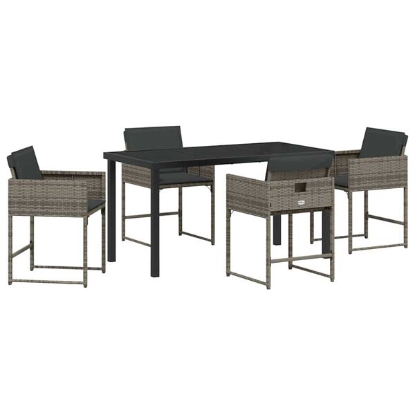 vidaXL Set da Pranzo per Giardino 5 pcs Grigio polyrattan