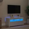 vidaXL Mobile Porta TV con Luci LED Bianco Lucido 90x35x40 cm