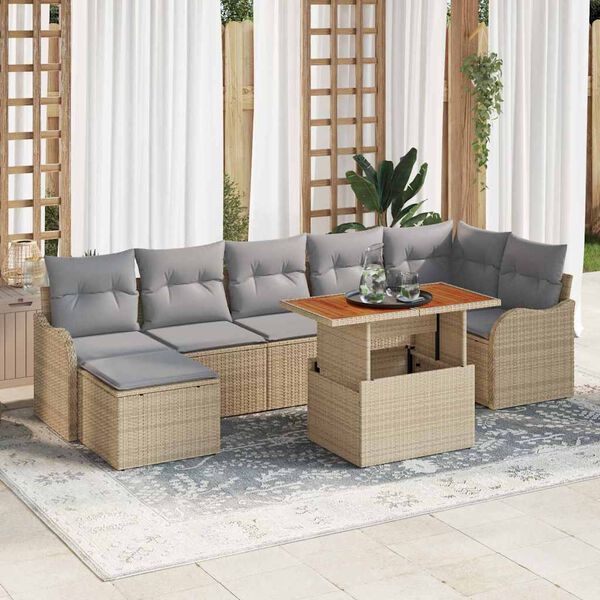 vidaXL Set Divano da Giardino con cuscino 8 pcs beige e grigio chiaro