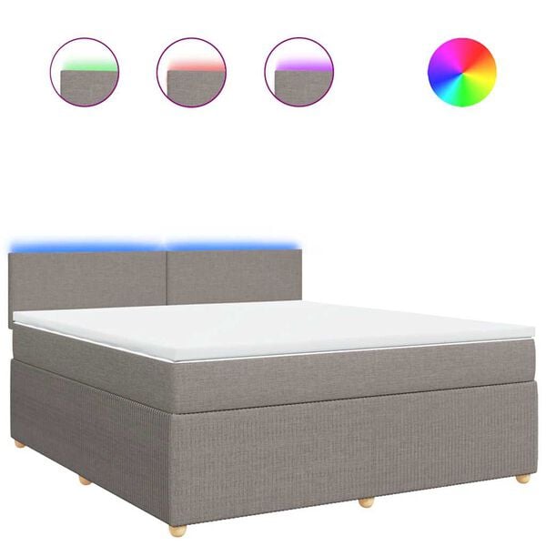 vidaXL Giroletto a Molle con Materasso Tortora 180x200 cm in Tessuto