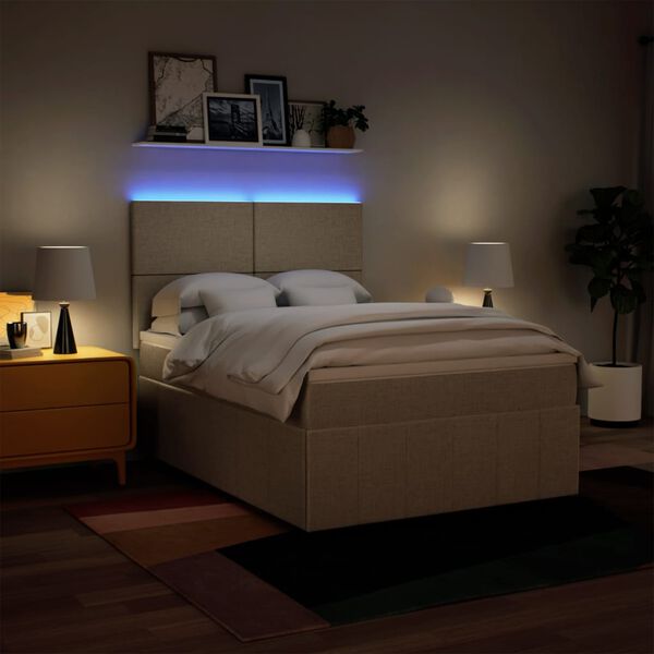 vidaXL Giroletto a Molle con Materasso Crema 160x200 cm in Tessuto