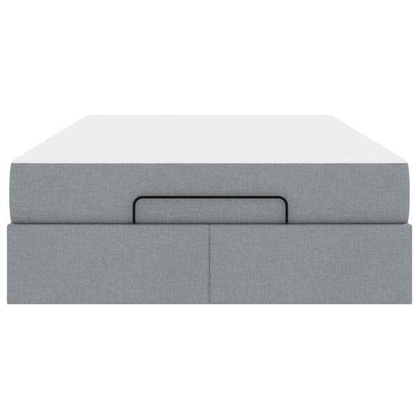 vidaXL Struttura letto con materasso 2 pcs Grigio chiaro Tessuto