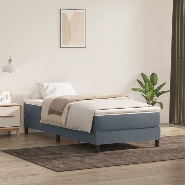vidaXL Letto a Molle senza Materasso Grigio Scuro 100x220 cm Velluto