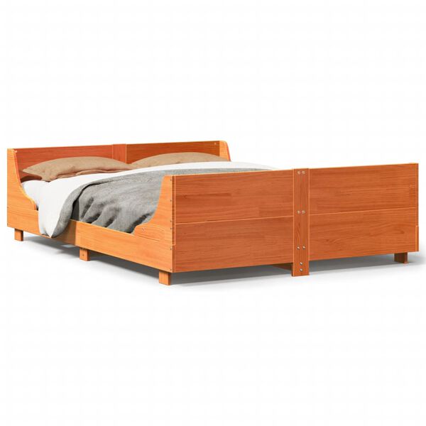 vidaXL Letto senza Materasso Marrone Cera 140x190 cm in Legno di Pino