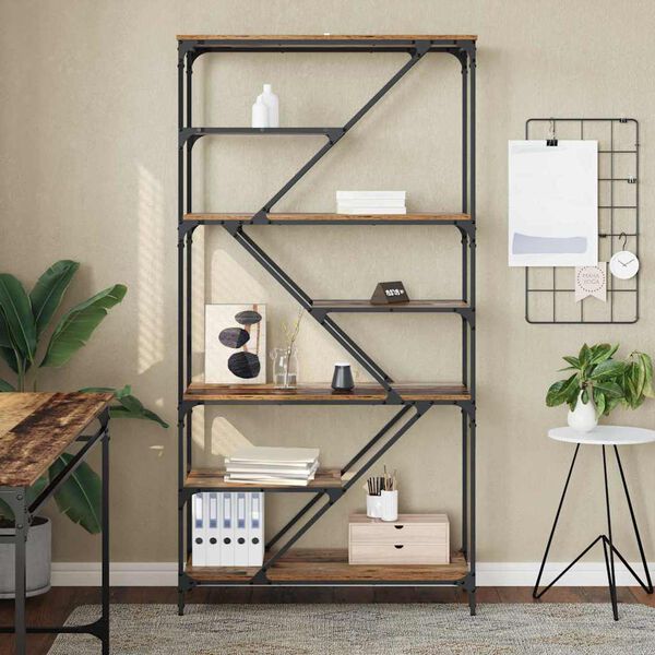 vidaXL Libreria Legno vecchio 91 x 36 x 176 cm Legno multistrato