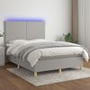 vidaXL Letto a Molle Materasso e LED Grigio Chiaro 140x190 cm Tessuto