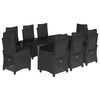 vidaXL Set da Pranzo da Giardino 9 pz con Cuscini Nero in Polyrattan