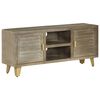 vidaXL Mobile TV Legno Massello di Mango Grigio e Ottone 110x30x48cm