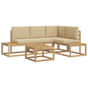 vidaXL Set di divani da esterno 4 Pezzo Bianco e Beige Poliestere