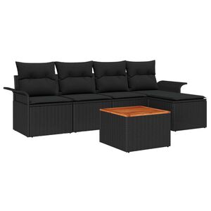 vidaXL Set Divano da Giardino con archiviazione 6 pcs Nero polyrattan
