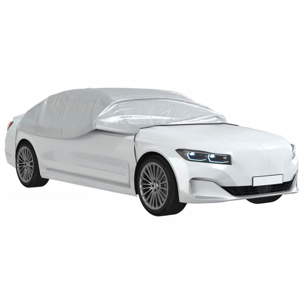 vidaXL Mezza Copertura Auto con Ganci Argento XL PEVA