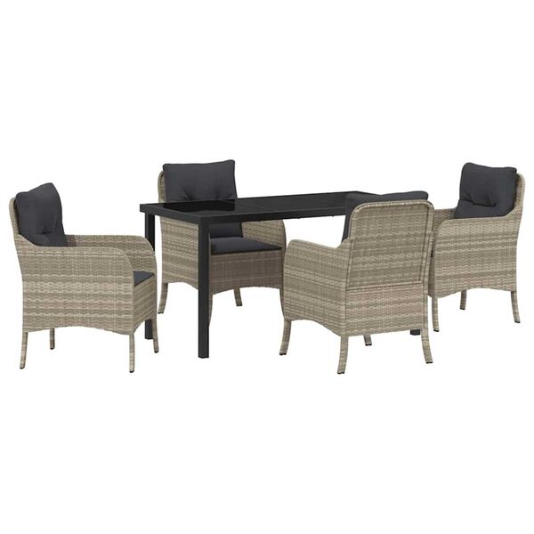 vidaXL Set da Pranzo per Giardino 5 pcs Grigio chiaro polyrattan