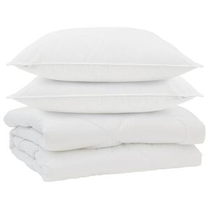 vidaXL Piumone con cuscino 3 pz Bianco Microfibra