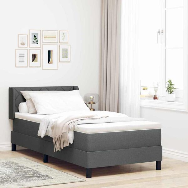 vidaXL Letto box spring con materasso Grigio scuro 90 x 200 cm